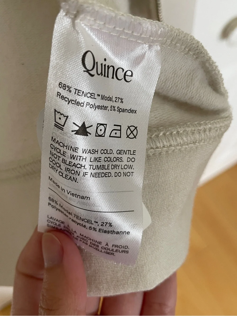 Quince Women Supersoft Fleece Zip Up Hoodie Off-White Sleeved Jacket - Picture 5 of 6